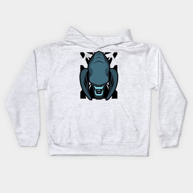 Xenomorph Head Simplified Kids Hoodie by Baggss